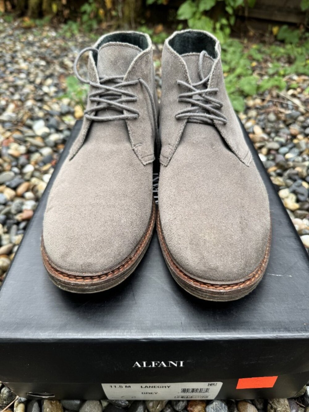 Alfani Lane WPL Men's 11 .5 Gray Suede Leather Chukka Boots Lace Up Shoes w/Box